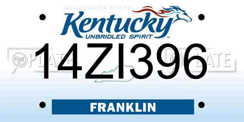 14ZI396 Kentucky License Plate
