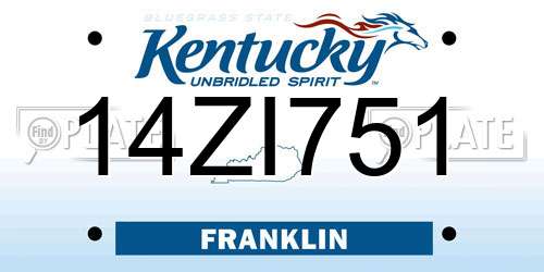 14ZI751 Kentucky License Plate
