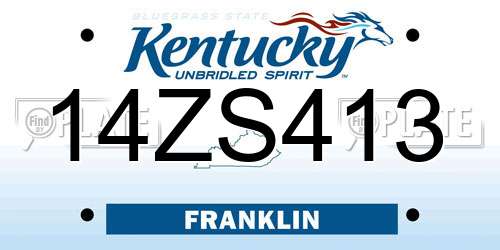 14ZS413 Kentucky License Plate