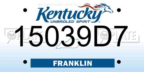 15039D7 Kentucky License Plate