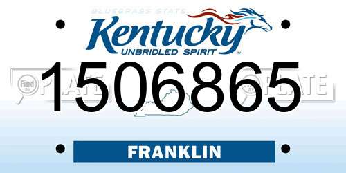 1506865 Kentucky License Plate