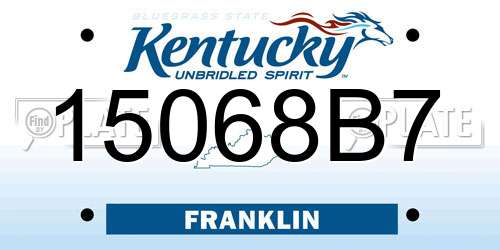 15068B7 Kentucky License Plate