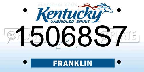 15068S7 Kentucky License Plate