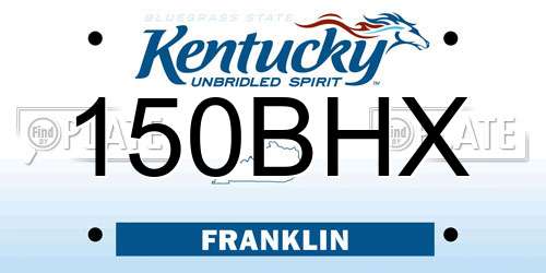 150BHX Kentucky License Plate