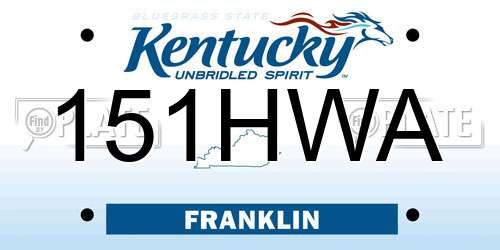 151HWA Kentucky License Plate