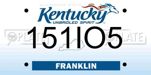 151IO5 Kentucky License Plate