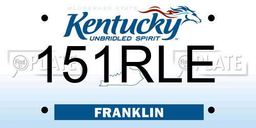 151RLE Kentucky License Plate