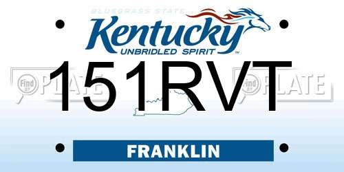 151RVT Kentucky License Plate