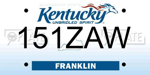 151ZAW Kentucky License Plate