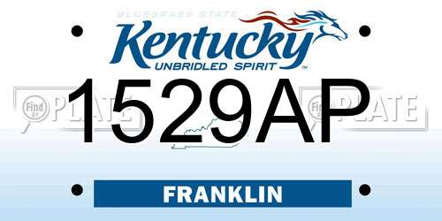 1529AP Kentucky License Plate