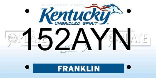 152AYN Kentucky License Plate