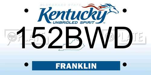 152BWD Kentucky License Plate