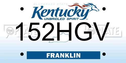 152HGV Kentucky License Plate
