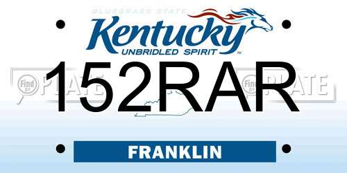 152RAR Kentucky License Plate