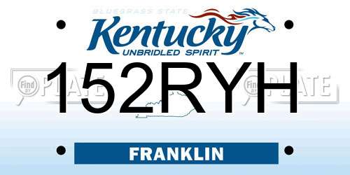 152RYH Kentucky License Plate