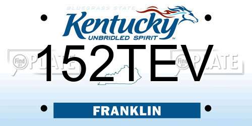 152TEV Kentucky License Plate