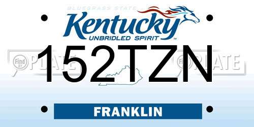 152TZN Kentucky License Plate