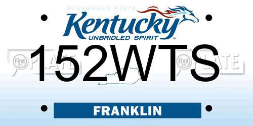 152WTS Kentucky License Plate