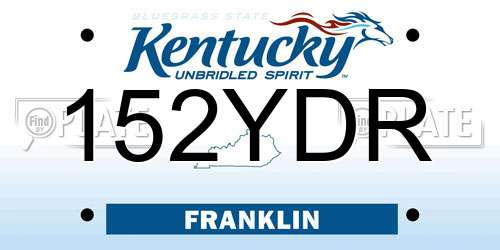 152YDR Kentucky License Plate