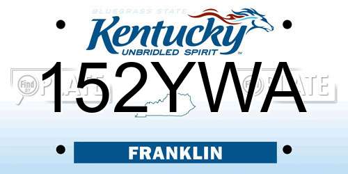 152YWA Kentucky License Plate
