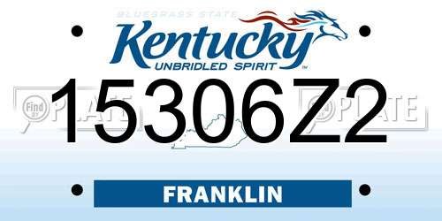 15306Z2 Kentucky License Plate
