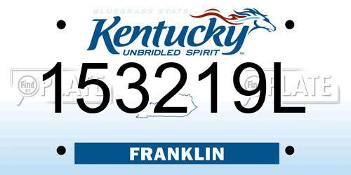 153219L Kentucky License Plate
