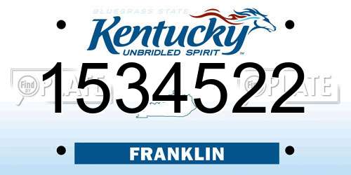 1534522 Kentucky License Plate