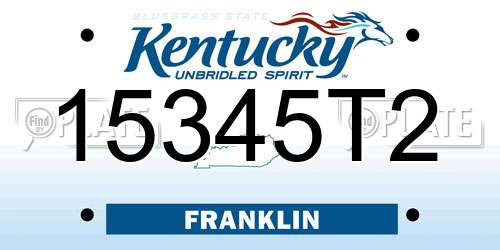 15345T2 Kentucky License Plate