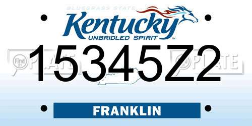 15345Z2 Kentucky License Plate