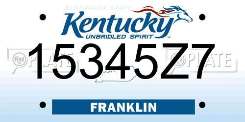 15345Z7 Kentucky License Plate