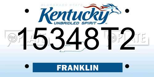 15348T2 Kentucky License Plate