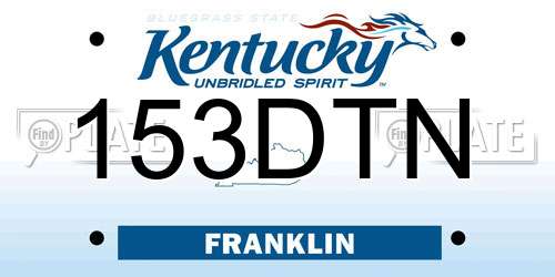 153DTN Kentucky License Plate