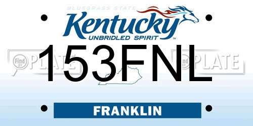 153FNL Kentucky License Plate