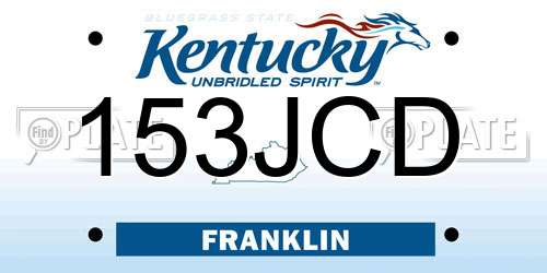 153JCD Kentucky License Plate