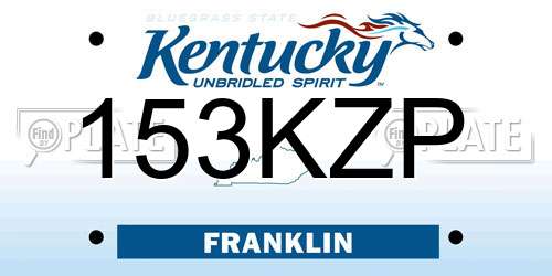 153KZP Kentucky License Plate