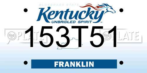 153T51 Kentucky License Plate