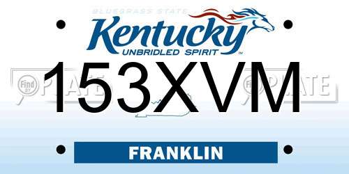 153XVM Kentucky License Plate