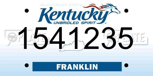 1541235 Kentucky License Plate