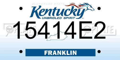 15414E2 Kentucky License Plate