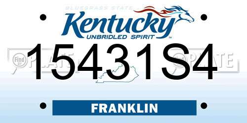 15431S4 Kentucky License Plate