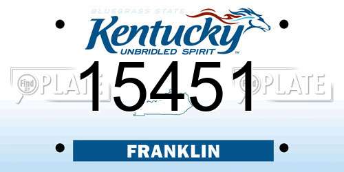 15451 Kentucky License Plate