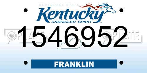 1546952 Kentucky License Plate