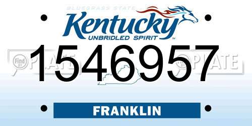 1546957 Kentucky License Plate