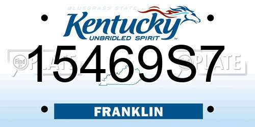 15469S7 Kentucky License Plate