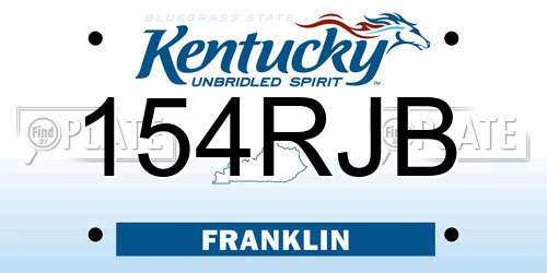 154RJB Kentucky License Plate