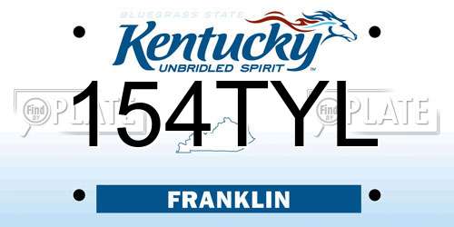 154TYL Kentucky License Plate