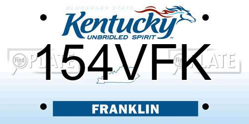 154VFK Kentucky License Plate