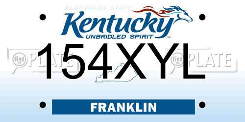 154XYL Kentucky License Plate