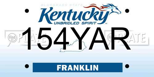 154YAR Kentucky License Plate