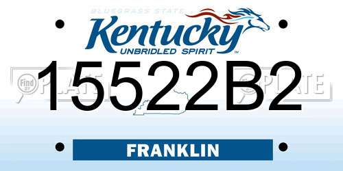 15522B2 Kentucky License Plate